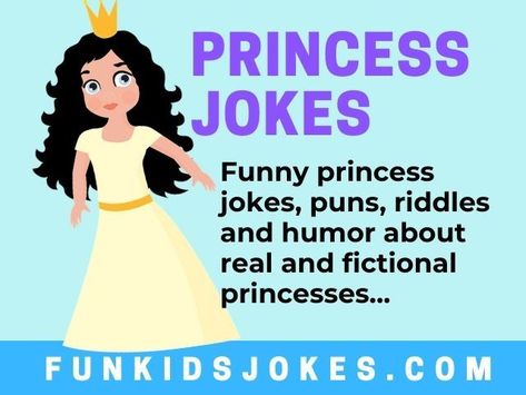 Funny princess jokes for kids and adults of all ages. These clean princess jokes include princess puns, riddles and knock-knock jokes about real princesses and fictional princesses. Q. Which Disney princess would make the best judge? A. Snow White, because she’s the fairest of them all! Disney Jokes For Kids, Disney Princess Jokes, Barbie Jokes, Funny Princess, Kids Jokes, Lunchbox Jokes, The Fairest Of Them All, Barbie Kids, Princess Quotes