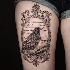 23 Mystique and Seductive Raven Tattoo Designs Crow Shoulder Tattoo Women, Raven Tattoo Thigh, Crow Tattoo Feminine, Small Crow Tattoo For Women, Crow Sleeve Tattoo, Crow Tattoo Design Ravens, Raven Tattoos For Women, Small Raven Tattoos For Women, Crow Tattoos For Women