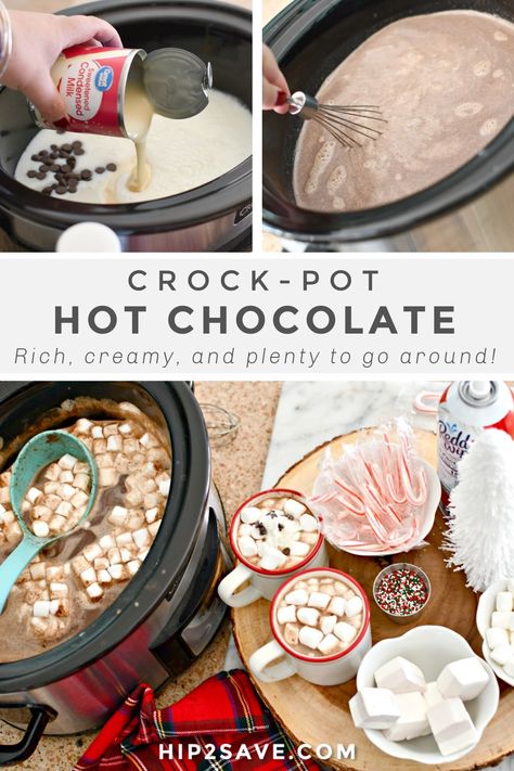 Essen, Hot Chocolate Crockpot, Slow Cooker Hot Chocolate Recipe, Chocolate Crockpot, Crock Pot Hot Chocolate Recipe, Slow Cooker Drinks, The Best Hot Chocolate, Crock Pot Hot Chocolate, Best Hot Chocolate