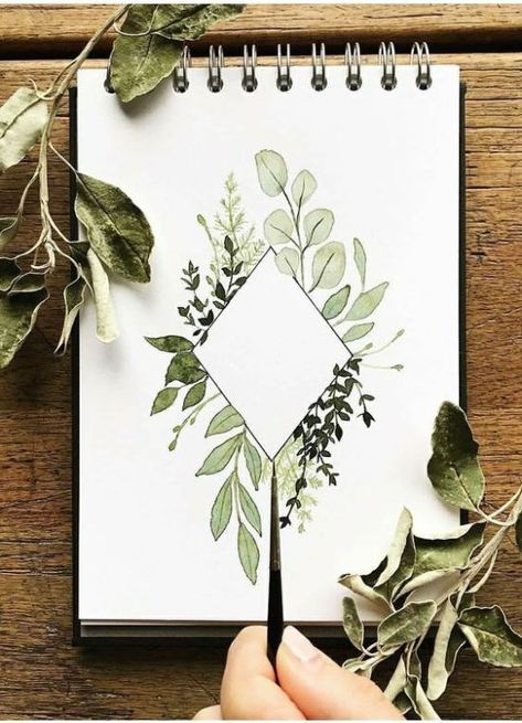 Art Photography Portrait, Hemma Diy, Green Paintings, Hello Cards, Cute Paintings, Plant Painting, Simple Acrylic Paintings, Plant Drawing, Aesthetic Painting