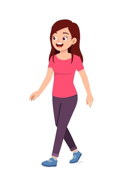 Young good looking woman doing walk pose | Premium Vector #Freepik #vector #woman-girl #female #young-girl #beautiful-girl Walk Pose, Walking Images, Walking Cartoon, Boy Cartoon Characters, Walking Poses, Cartoon Caracters, Walking Women, School Images, Minimalist Movie Poster