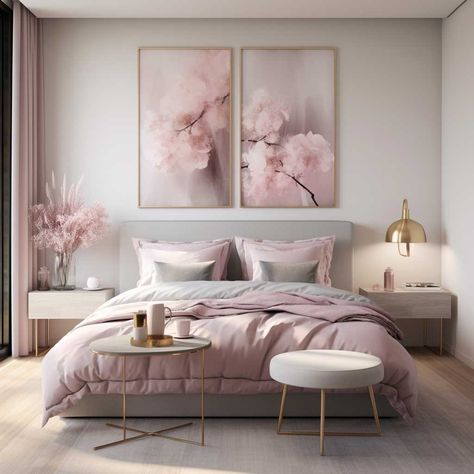 Light Pink Bedrooms, Grey And Gold Bedroom, Bedroom Ambiance, Romantic Ambiance, Grey Bedroom Decor, Romantic Bedroom Decor, Pink Bedroom Decor, Feminine Bedroom, Pink Bedrooms