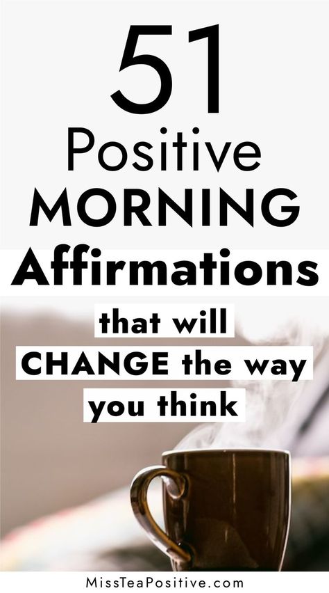 How to practice positive thinking? Here are 51 powerful morning affirmations to start your day with positivity! This list of positive affirmations include the best self love affirmations for women, daily motivation quotes for work, body positivity and gratitude mantras to live by for moms, words of affirmations for entrepreneurs, strong affirmations for confidence, short vision board words, law of attraction affirmations for success, early morning affirmations for positive mind, energy & change. Positive Morning Mantras, Best Mantras Motivation, Words Of Positivity Motivation, Funny Words Of Affirmation, Daily Affirmations For Women Confidence, Motivational Daily Affirmations, Quotes About Staying Motivated, Self Love Words Of Affirmation, How To Practice Positive Thinking