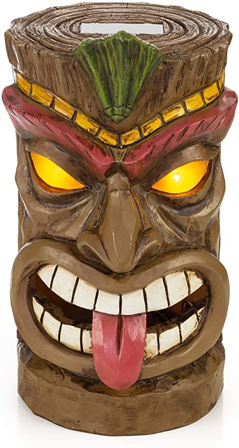 Amazon.com: Tiki Head Solar Powered LED Outdoor Decor Garden Light: Home Improvement Totem Tiki, Solar House Lights, Solar Led Garden Lights, Solar Garden Decor, Solar Powered Outdoor Lights, Tiki Faces, Tiki Head, Solar Powered Garden Lights, Tiki Statues