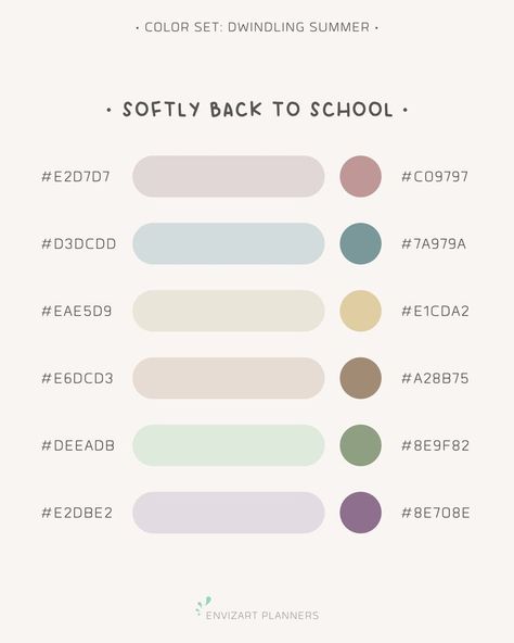 Color Palette Soft Pastel, Color Palette For Digital Planner, Color Palette Note Taking, Summer Hex Color Palette, Apple Calendar Color Palette, Digital Planner Color Palette, Color Palette Notes, Hexcode Color Palette, Note Color Palette