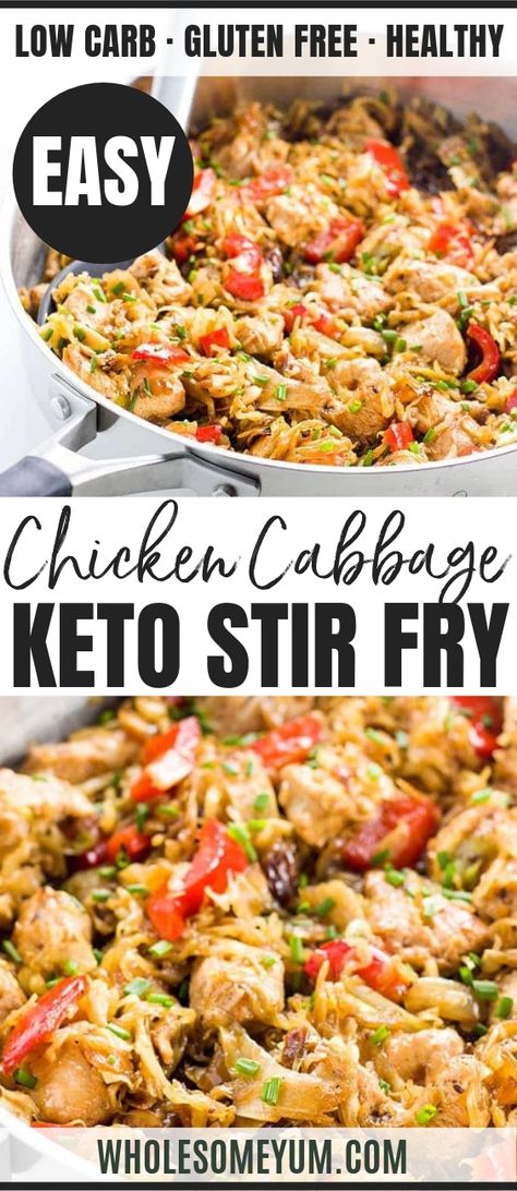 Chicken Cabbage Stir Fry - 15 Minutes (Paleo, Low Carb, Gluten-Free) - This 15-minute chicken cabbage stir fry recipe makes a quick & easy dinner everyone will love. Naturally low carb, paleo, & whole 30 - but so delicious! #wholesomeyum #keto #lowcarb #dinner #easyrecipe #paleo #whole30 #glutenfree #healthyrecipe Chicken Cabbage Stir Fry, Cabbage Keto, Keto Stir Fry, Crock Pot Vegetables, Chicken Cabbage, Minute Chicken, Cabbage Stir Fry, Chicken And Cabbage, Boiled Egg Diet Plan