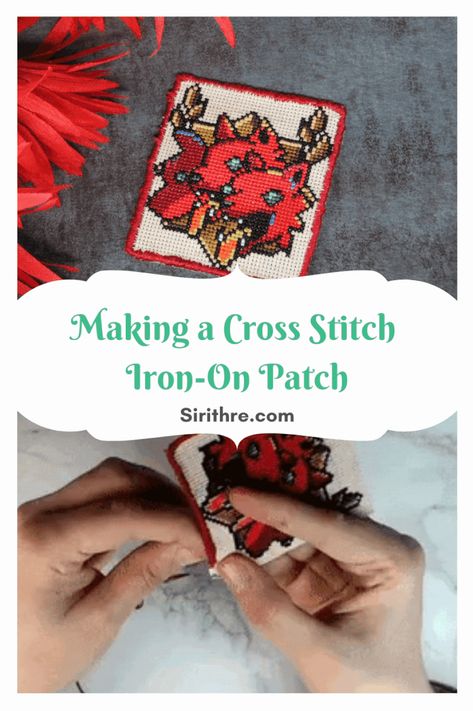 Cross Stitch Iron On Patch, What To Do With Cross Stitch Pieces, How To Display Cross Stitch, Diy Sew On Patches, How To Finish A Cross Stitch Project, Cross Stitch Patch Diy, Cross Stitch Patch Patterns, How To Make A Cross Stitch Pattern, How To Finish Cross Stitch Projects