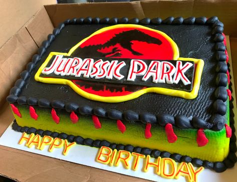 Dinosaur Cake Jurassic Park, Jurassic World Sheet Cake, Jurassic Park Sheet Cake, Jurassic Park Cake Birthdays, Jurassic Park Party Cake, Jurrasic World Birthday Cake, Jurrasic World Cake, Jurassic Park Cupcakes, Jurrasic Park Birthday Party