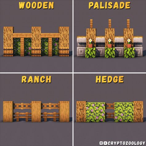 Check out 30 Minecraft wall designs on my YouTube! Minecraft House Structure, Minecraft Wooden Fence Ideas, Small Farm Minecraft Ideas, Farm Fence Minecraft, Minecraft Stone Brick Wall Designs, Minecraft Fence Ideas Wood, Minecraft Fence Designs Medieval, Minecraft Defense Wall, Minecraft Wooden Wall Designs