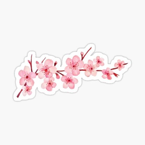 Cherry Blossom Stickers | Redbubble Cute Stickers Printable Design, Cherry Blossom Sticker Printable, Flower Stickers Aesthetic, Cute Pink Stickers, Printable Journal Stickers, Coquette Stickers, Pc Stickers, Cherry Blossom Sticker, Japan Cherry Blossom