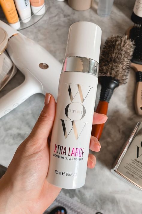 color wow bombshell volumizer Color Wow Xtra Large Bombshell, Color Wow Xtra Large, How To Make Flat Hair Have Volume, Wow Xtra Large, Full Volume Hair, Best Volumizing Hair Products, Drugstore Hair Products, A Blowout, Bombshell Hair