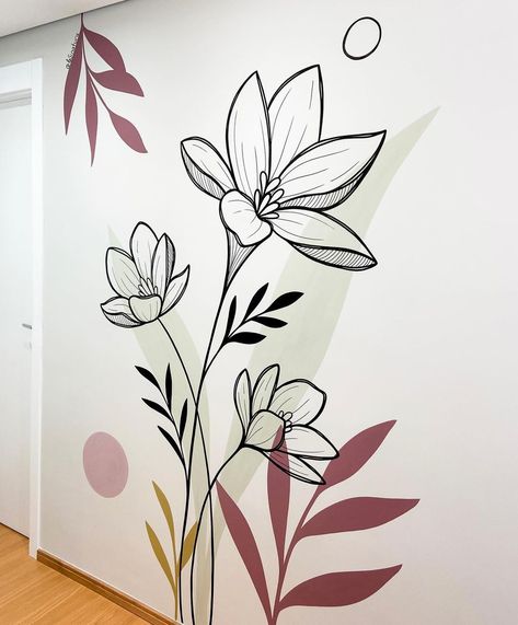 Home Decor Innovating House Wall Paint Concepts Ideas Wall Painting Flower Design, Simple Flower Wall Painting, Letter A Painting Ideas, Room Wall Painting Bedrooms Simple, Wall Paint Flower Designs, Painting Ideas For House Interior Design, Wall Flowers Painting, Wall Floral Painting, Flower Wall Painting Bedrooms
