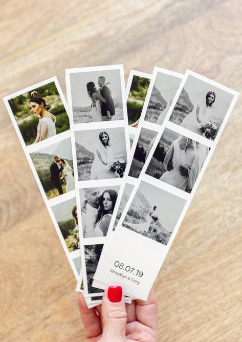 Photo Strip Invitation, Bookmark With Photo, Photo Print Ideas, Photobooth Polaroid, Gifts From Paper, Photobooth Strip, Bookmarks Scrapbooking, Polaroid Size, Photobooth Photos
