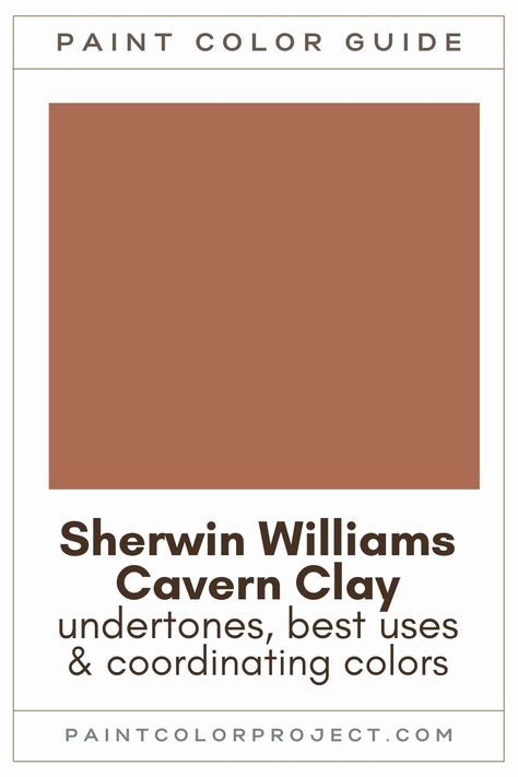 Looking for the perfect dark orange paint color for your home? Let’s talk about Sherwin Williams Cavern Clay and see if it works for your home! Sw Terracotta Paint, Terra Cotta Color Bathroom Ideas, Copper Wire Sherwin Williams, Burnt Sienna Paint Color, Clay Front Door Color, Clay Colored House Exterior, Sw Baked Clay, Sherwin Williams Fired Brick, Sherwin Williams Sun Dried Tomato