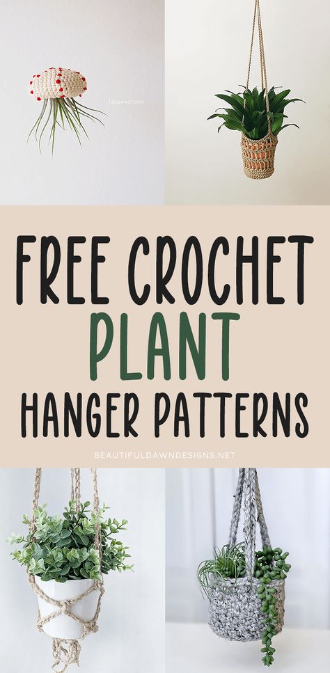 Free easy DIY crochet plant hanger patterns and tutorials. If you love plants, why not hang some of your plants using a handmade crochet plant holder? Amigurumi Patterns, Crochet Hanging Pot Holder Free Pattern, Hanging Plant Holder Crochet Pattern, Plant Hanger Diy Crochet, Crochet Plant Holder Free Pattern, Crocheted Hanging Plant Holder, Hanging Plant Holder Crochet, Crochet Hanging Pot Holder, Crochet Hanging Plant Holder Pattern