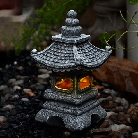 Pagoda Light, Small Pagoda, Tower Lamp, Japanese Statue, Japanese Candles, Miniature Zen Garden, Chinese Courtyard, Pagoda Lanterns, Lamp Garden