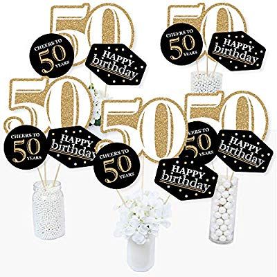 50th Birthday Party Centerpieces, Gold Theme Party, 50th Birthday Centerpieces, Gold Centerpiece, Birthday Party Table Decorations, Black And Gold Theme, Birthday Table Decorations, 50th Birthday Decorations, Candy Birthday Party