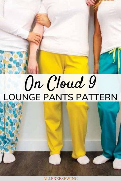 This tutorial for how to make lounge pants also includes step-by-step sewing instructions and comes with a free printable pattern in sizes S-XL, meaning this sewing tutorial is budget-friendly and easy to sew. Couture, Drawstring Pants Pattern Free, Lounge Pants Sewing Pattern, Diy Pajama Pants, Sew Pajamas, Pajama Pants Pattern Free, Drawstring Pants Pattern, Pajama Pants Pattern, Pants Pattern Free