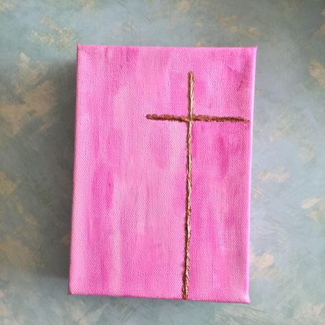 Cross Art Painting, Christian Art Painting, Acrylic Painting Pink, Christian Canvas Paintings, Church Artwork, Shelf Dresser, Christian Painting, Cross Painting, Textured Acrylic Painting