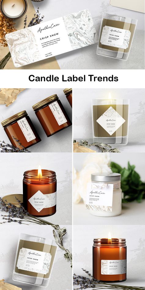 Does your candle line need a new look? We've got the 5 hottest candle label trends to take your candles up a notch for the new year. Plus, see how easy it is to create your own custom labels online. #AveryProducts #AveryWePrint #AveryLabels #Packaging #CustomLabels #Candles #CandleLabels #SoyWax #DIY #CandleMaker #Cozy #DesignTrends #GiftIdeas #Stickers #SupportSmallBusiness #SmallBusinessOwner #SoyCandles Diy Candle Labels How To Make, Cricut Candle Labels Diy, Cricut Labels For Candles, How To Make Candle Labels, Fun Candle Labels, Candle Names Unique, Candle Packaging Ideas Diy, Luxury Candles Labels, Candle Label Ideas