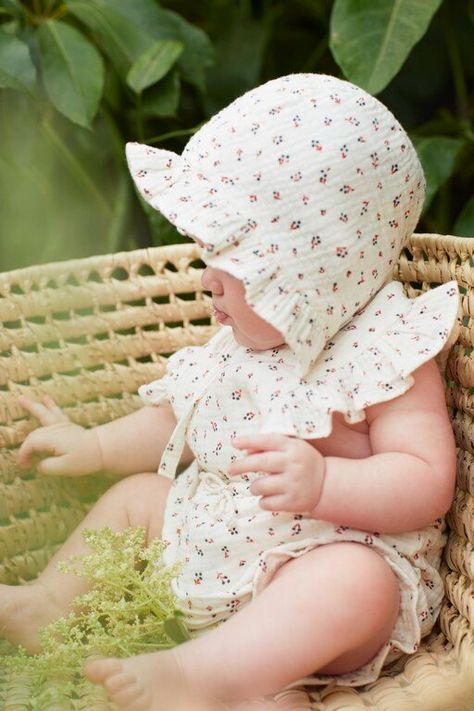Bloomer, Summer Baby Clothes, Baby Bonnet, Organic Cotton Baby, Liberty Print, Floral Baby, Baby Photoshoot, Summer Baby, Cotton Baby