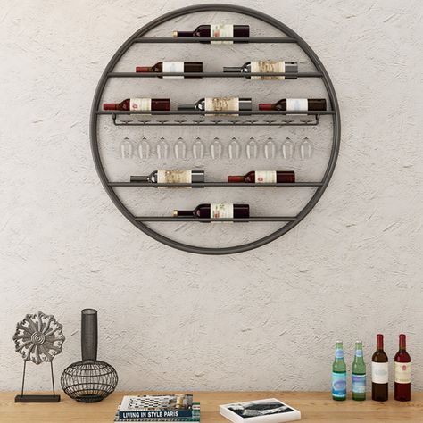 Wine Wall Display, Black Wine Rack, Bar Deco, Bar Dining Room, Home Bar Cabinet, Wine Bottle Storage, Wine Stand, Metal Wine Rack, Bar Metal