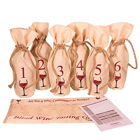 Blind Wine Tasting Game Includes: Six Individually Numbered Bags, Storage Pouch & Pad Of Scoring Notes - All you need is wine! Wine Themed Party, Blind Wine Tasting Party, Wine Party Theme, Blind Wine Tasting, Wine Games, Birthday Cocktails, Bags Storage, Wine Tasting Party, Wine Connoisseur