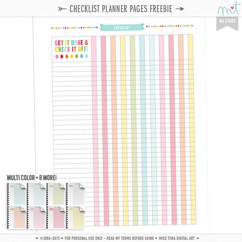 Free checklist planner pages in all 4 sizes and multiple colours - This is great for tasks that you have to do regularly (daily/weekly/monthly)! Organisation, Free Checklist, Printable Planner Pages, Planner Organiser, Printable Planners, Printable Checklist, Planner Inserts Printable, Planner Printables Free, Free Planner