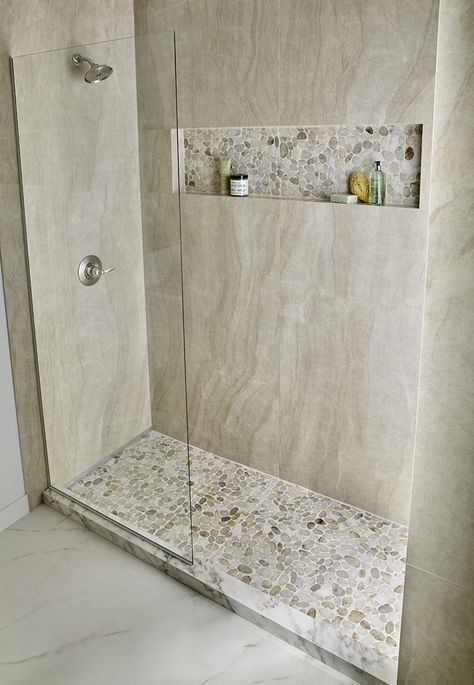 Dorado Pebble Tumbled 10mm Viborg, تصميم للمنزل العصري, Bathroom Redesign, Bathroom Remodel Designs, Bathroom Design Decor, Bathroom Remodel Shower, Bathroom Inspiration Decor, Shower Remodel, Bathroom Design Small