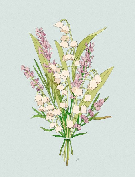 Libby on Twitter: "I’m opening up a few bouquet commission spots :)) email me if you want one!… " Pastel Background, Lukisan Cat Air, Flower Illustration, Lily Of The Valley, Flower Drawing, Art Classes, Aesthetic Art, Flowers Bouquet, Flower Art