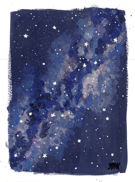 Hand-painted Milky Way Galaxy Outer Space artwork printed as a poster for children's room decor. Inspire your child's imagination with these planetary prints, painted in the friendly, modern, and playful style of a children's book illustration. Bright and colorful, the original was painted with gouache and watercolor paint on cold-press watercolor paper. This high-quality reproduction will have the visual texture of a hand-painted piece, with the affordability of a print. Mix and match with the Pastel, Space Watercolor Art, Galaxy Drawing Aesthetic, Milky Way Watercolor, Space Art Simple, Space Themed Painting Ideas, Canvas Painting Ideas Space, Space Core Room, Galaxy Art Project