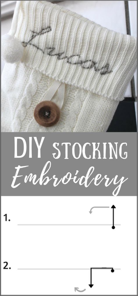 DIY Stocking Embroidery Embroidery Names Ideas, Names On Stockings, Diy Easy Embroidery, Christmas Carriage, Stocking Embroidery, Diy Embroidery Machine, Embroidery Names, How To Embroider Letters, Christmas Stockings With Names