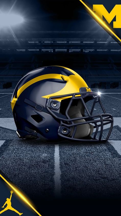 Michigan Football Wallpaper, Football Iphone Wallpaper, Michigan Football Helmet, University Of Michigan Logo, Ohio State Michigan, Football Wallpaper Iphone, Football Helmet Design, College Football Helmets, Michigan Go Blue