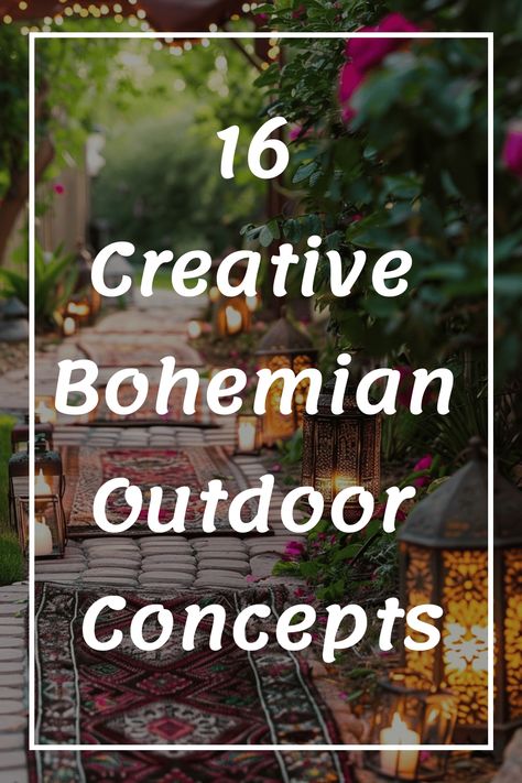 Discover 16 unique and inspiring Bohemian outdoor concepts to elevate your outdoor space. From cozy seating areas to colorful accents, bring a touch of boho chic style to your garden or patio. Whether you're looking to relax or entertain, these creative ideas will help you create a warm and inviting atmosphere in your outdoor oasis. Embrace the free-spirited Bohemian vibe and turn your outdoor space into a cozy retreat that reflects your personal style. Outdoor Floor Seating Ideas, Trellis Seating Area, Bohemian Porch Decor, Boho Front Yard Ideas, Boho Outdoor Wall Decor, Boho She Shed Interior Ideas, Diy Boho Backyard Ideas, Cozy Garden Aesthetic, Bohemian Cottage Decor Ideas