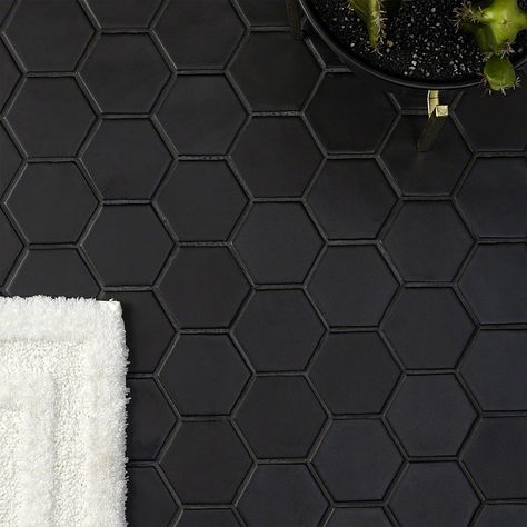 Meadowmere Collection | Tilebar.com Black Hexagon Tile, Cleaning Ceramic Tiles, Cleaning Tile Floors, Matte Ceramic, Concrete Look Tile, Tile Ceramic, Ivy Hill Tile, Black Tiles, Hexagon Tiles