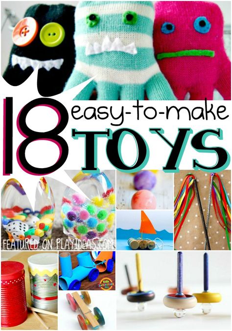These 18 easy to make toys won't break the bank, and your kids will have fun helping to make them! They'll have something new to play with, and you won't... Coupe, Spring Math Activities, Spoon Crafts, Diy Kids Toys, Simple Toys, Homemade Toys, Egg Crafts, Googly Eyes, Play Ideas