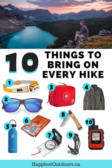 Going on a hike? You need to bring these ten things. Known as the Ten Essentials, these crucial pieces of hiking gear ensure that you stay safe on the trails. Get prepped for emergencies, weather changes, or getting lost. Be prepared for anything on your next hike: pack these 10 things. Search and Rescue teams recommend bringing the ten essentials on every hike to stay safe. #hikinggear #hiking #hikingsafety #10essentials #tenessentials Camino De Santiago, Winter Backpacking, Hiking Checklist, Outdoor Hobbies, Stealth Camping, Aesthetic Hiking, Backpacking Hiking, Hiking Essentials, Travel Essentials List