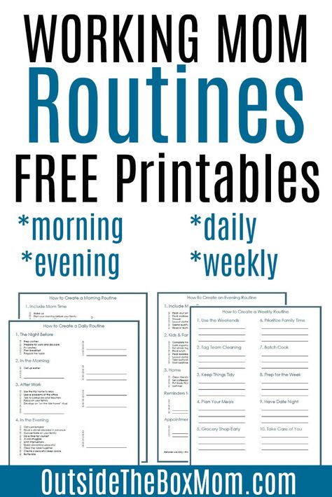 ROUTINES FOR WORKING MOMS - Includes morning, evening, daily, and weekly routines to manage your life Organisation, Routines For Working Moms, Working Mom Cleaning Schedule, Single Working Mom, Working Mom Routine, Working Mom Schedule, Daily Routine Schedule, Mom Routine, Detox Kur