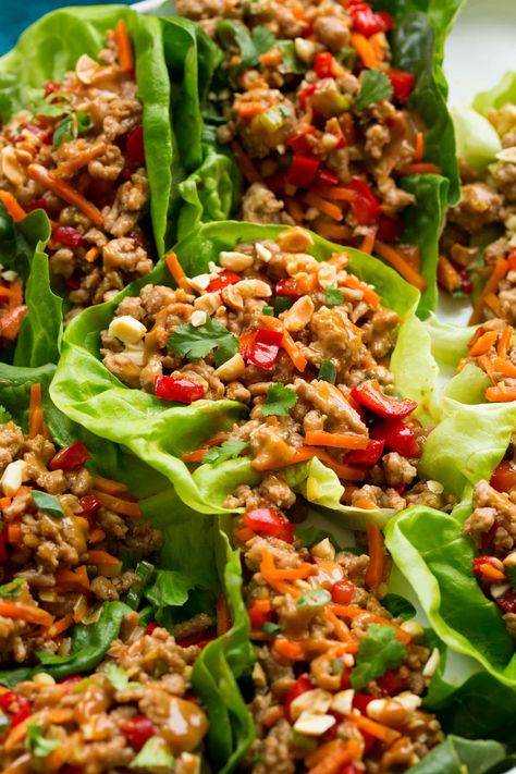 Thai Turkey Lettuce Wraps, Asian Style Lettuce Wraps, Lettuce Wrap Bowl, Chicken Peanut Lettuce Wraps, Iceberg Lettuce Wraps, Pf Chang Chicken Lettuce Wraps, Thai Peanut Chicken Wrap, Sushi Easy, Veggie Lettuce Wraps