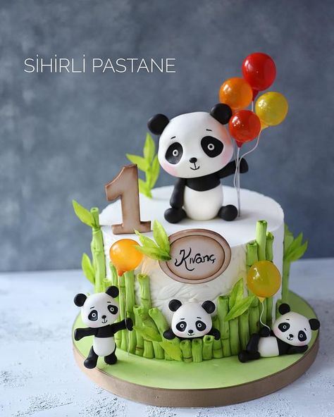 Panda Cake by Sihirli Pastane Father's Day Cake Designs, Father's Day Cake Ideas, Panda Bear Cake, Panda Birthday Cake, Bolo Panda, Father's Day Cake, Panda Cake, Panda Birthday Party, Animal Birthday Cakes