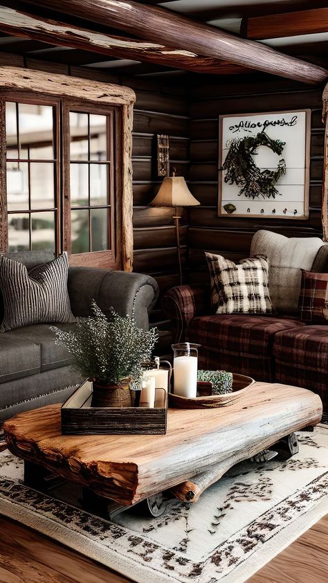 Rustic Living Room Design, House Coastal, Cabin Interior Design, Wooden House Design, Cabin Living Room, Log Cabin Decor, Cabin Interiors, Cabin Interior, Cabin Living