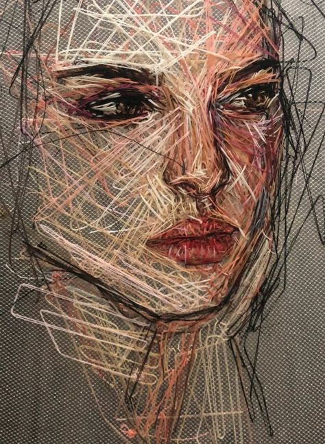 Paint With Thread | Los Angeles, California | Fiber Art Hand Embroidery Ideas Projects, Hand Embroidery Ideas, Portrait Embroidery, Embroidered Portrait, A Level Art Sketchbook, Textile Art Embroidery, Abstract Embroidery, Embroidery Tutorial, Hand Embroidery Tutorial