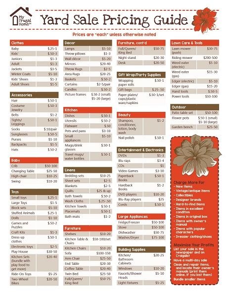 Printable Yard Sale Pricing Guide Organisation, Yard Sale Pricing Guide, Garage Sale Tips, Yard Sale Pricing, Rummage Sale, Pricing Guides, Pricing Guide, Garage Sale Pricing, Up House