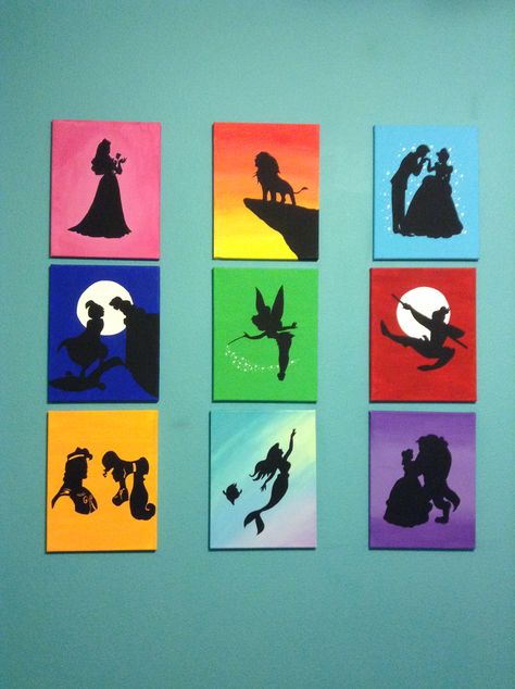 Disney Mini Canvas Paintings, Diy Disney Art, Simple Disney Paintings On Canvas, Things To Paint Disney, Disney Easy Paintings, Disney Princesses Painting, Painting Ideas Easy Disney, Disney Inspired Paintings, Canvas Painting Ideas Disney