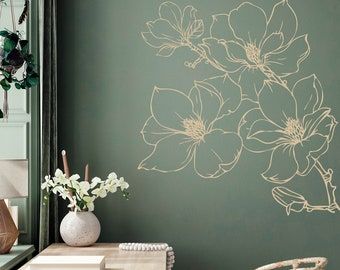 Flower Wall Decal, Wall Murals Diy, Flower Mural, Plant Wall Decor, Flower Wall Decals, Wall Stickers Living Room, Flower Wall Stickers, Tree Wall Stickers, Floral Wall Decor