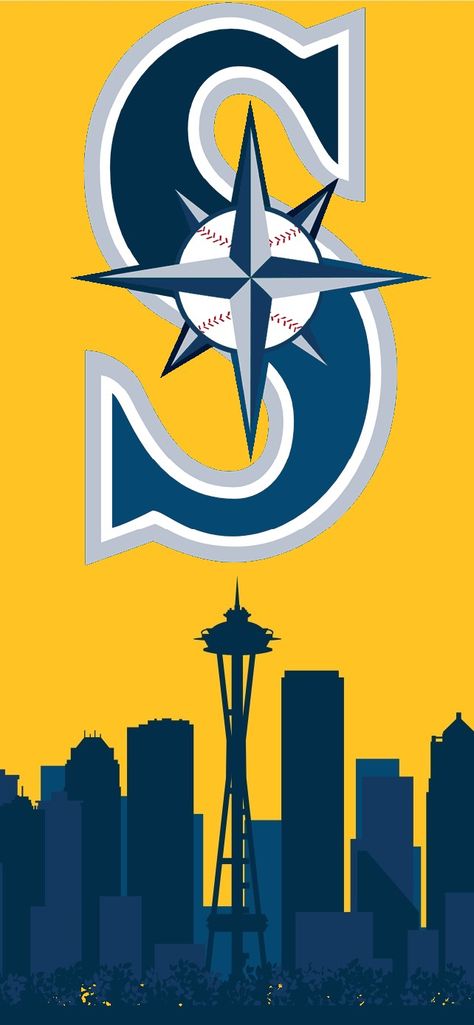 Mlb Teams Wallpaper, Seattle Mariners Wallpaper, Major League Baseball Logo, Seattle Mariners Logo, Mariners Logo, Monochrome Nails, Seattle Mariners Baseball, Marlins Baseball, Baseball Wallpaper