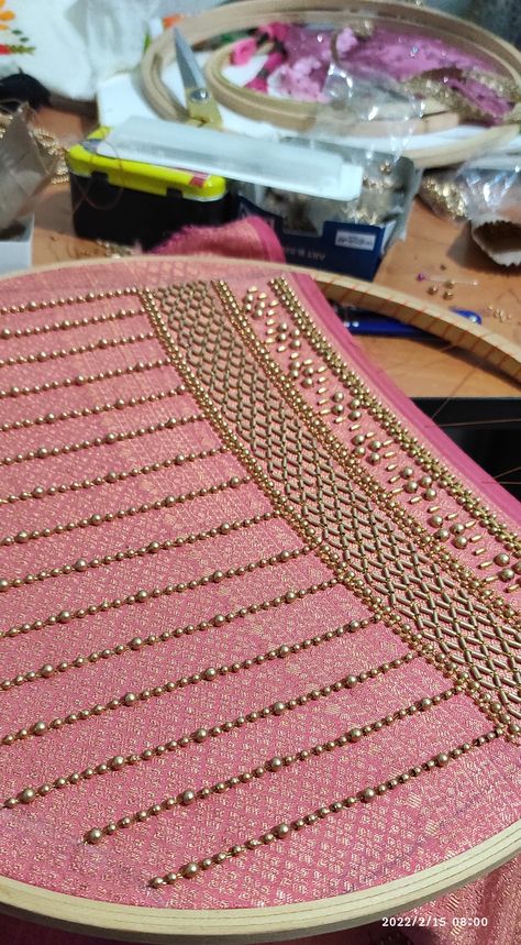 Border Design For Aari Work, Couture, Aari Worked Blouse, Saree Blouse Beads Work, Aari Grand Blouse, Aari Bead Work Blouse Design, Kothumai Bead Aari Work, Aari Work Blouses Simple, Arri Work Hand Design