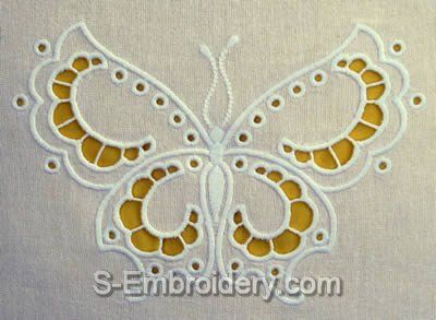 SKU 10439 Butterfly cutwork lace machine embroidery Machine Embroidery Projects, Cutwork Lace, Sewing Machine Embroidery, Cutwork Embroidery, Butterfly Embroidery, Hand Embroidery Flowers, Embroidery Patterns Vintage, Free Machine Embroidery Designs, Free Machine Embroidery