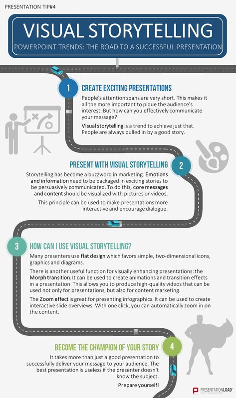 The road to sucessful presentations: Visual Storytelling! This trend helps you giving better speeches and design better presentations. PowerPoint 2019 have many options for implementing this method like the morph effect. #presentation #business #powerpoint #trends #visual #storytelling Story Telling Presentation, Public Speaking Tips, Digital Communication, Best Speeches, Presentation Skills, Good Presentation, Instructional Design, Visual Storytelling, Story Telling