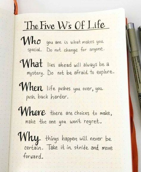 5 W's of Life... Journal Prompts, Tatabahasa Inggeris, Inspirerende Ord, Bullet Journal Inspo, Bullet Journal Ideas Pages, Bullet Journaling, Bullet Journal Inspiration, Journal Writing, The Words